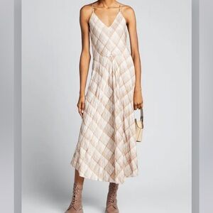 VINCE Plaid Cami Dress in Taupe
